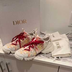 Dior White and Red Sneakers